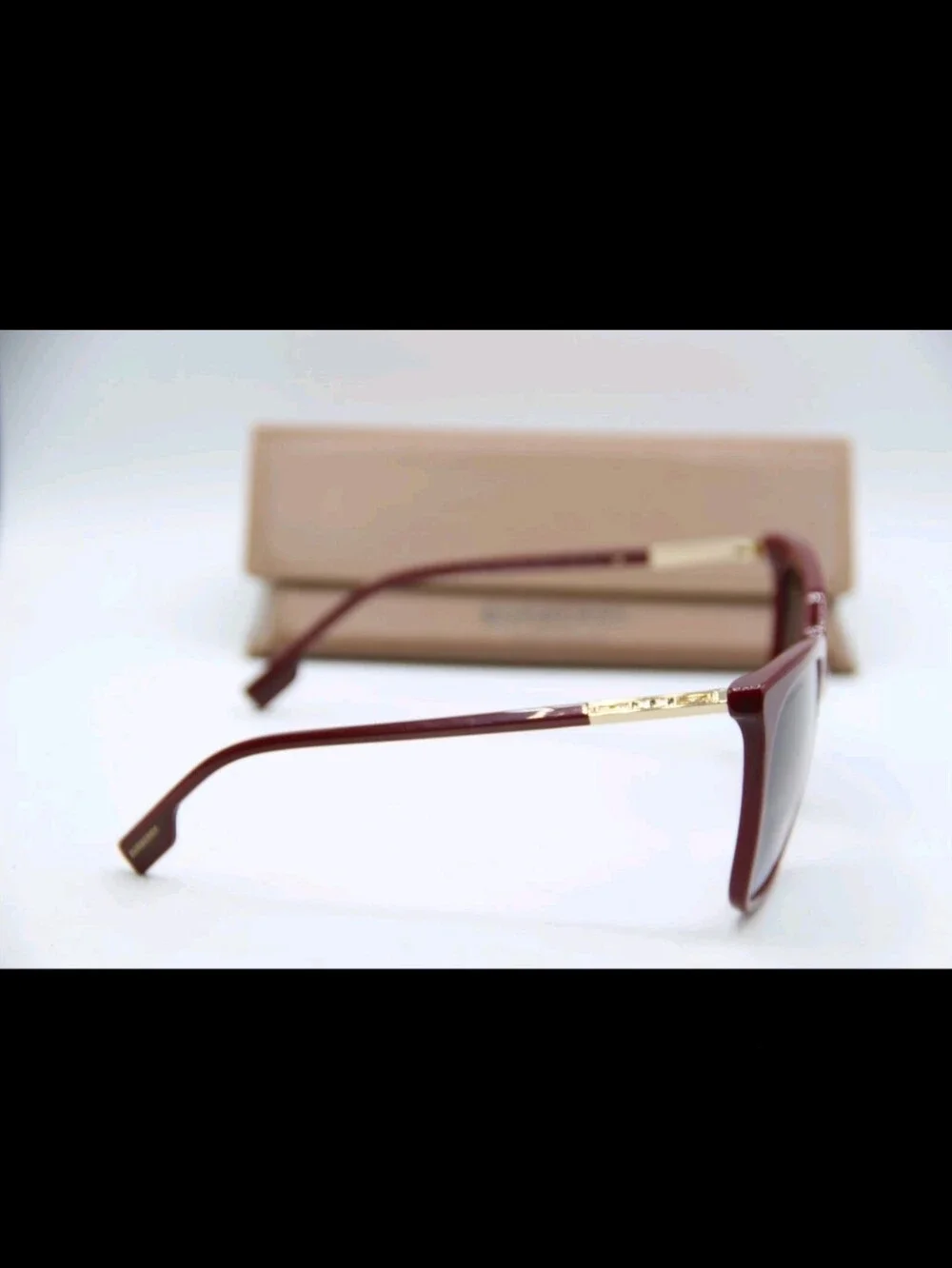 Burberry Burgundy Cat-Eye Sunglasses with Gradient Gray Lenses